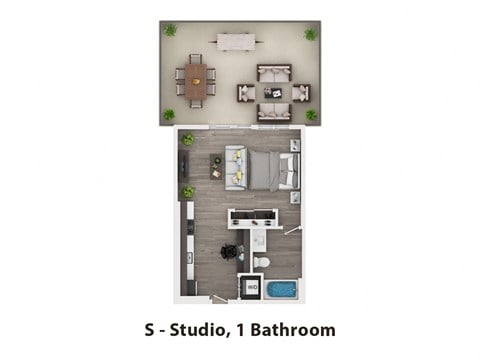 Floor plan for studio, 1 bath, 504 sqft